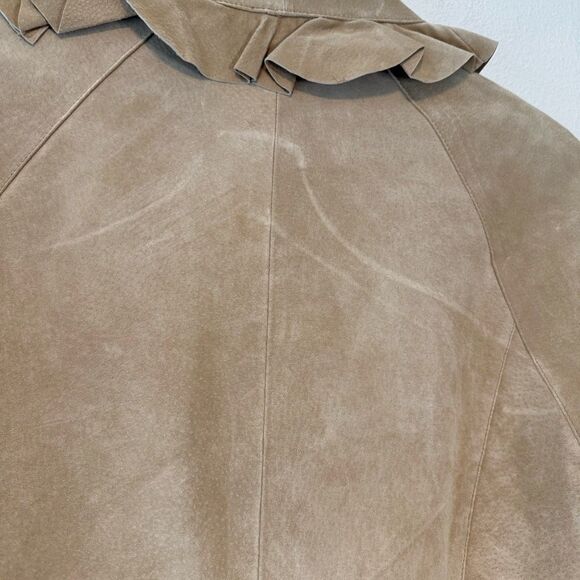 Vintage Midnight Velvet Tan Ruffle Suede Leather Jacket Deadstock Size Large NWT - Picture 9 of 12